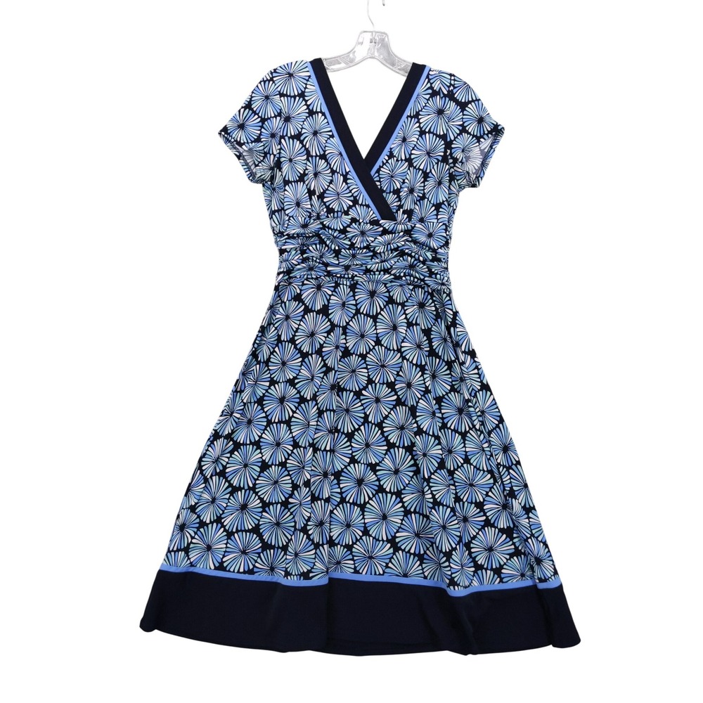 Sandra Darren Blue Black Floral Midi Dress